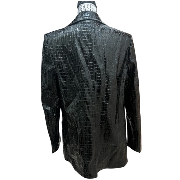 Susana Monaco Black Crocodile embossed single breasted blazer size Small, NWT - Picture 3 of 13